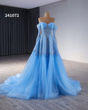 Blue Beaded Lace Wedding Dress Long Sleeve Off the Shoulder Quince Dress 241072-Quinceanera Dresses-Viniodress-Viniodress