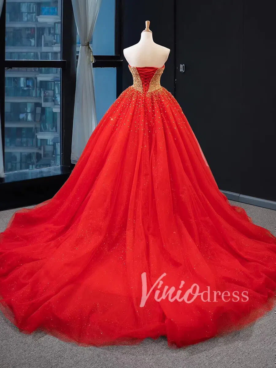 Blue Beaded Wedding Dresses Sparkly Rhinestone Quinceanera Dress 66818 viniodress-prom dresses 2025 -Viniodress-Blue-Custom Size-