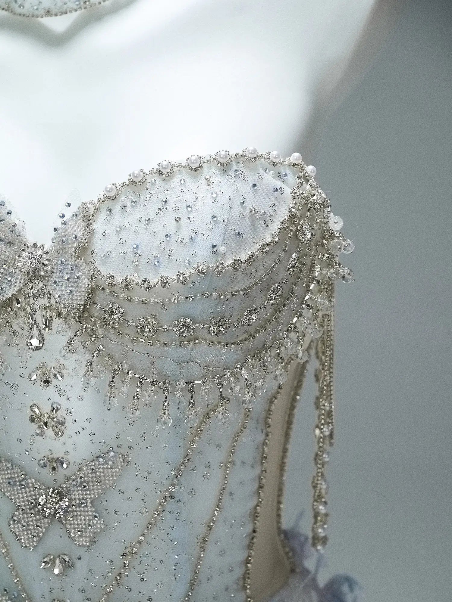 Blue Off the Shoulder Formal Gown with Beaded Bodice, Ruffled Bottom & Sweetheart Neckline - CQ0107-Couture Gown 2025 -Viniodress-Blue-Custom Size-