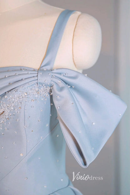 Blue One Shoulder Prom Dresses Satin Formal Dress AD1035-prom dresses 2025 -Viniodress-Blue-Custom Size-