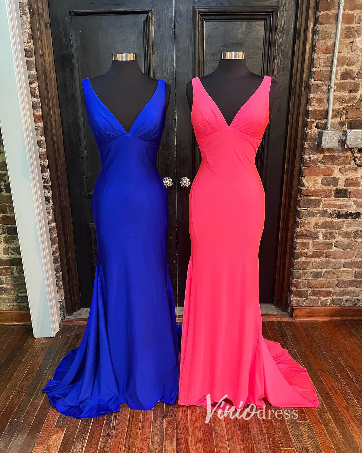 Prom Dress 2025 Blue Satin Prom Dresses Mermaid V-Neck Evening Dress FD3253-unique prom dresses-Blue-Custom Size-Viniodress