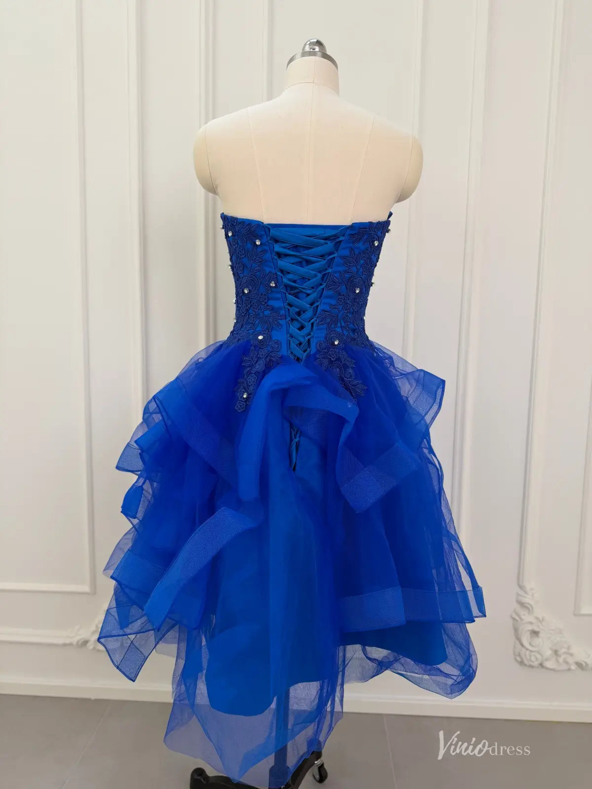 Blue Strapless Homecoming Dress with Layered Tulle Skirt FD1025-2 Viniodress Blue Strapless Homecoming Dress with Layered Tulle Skirt FD1025-2 Viniodress