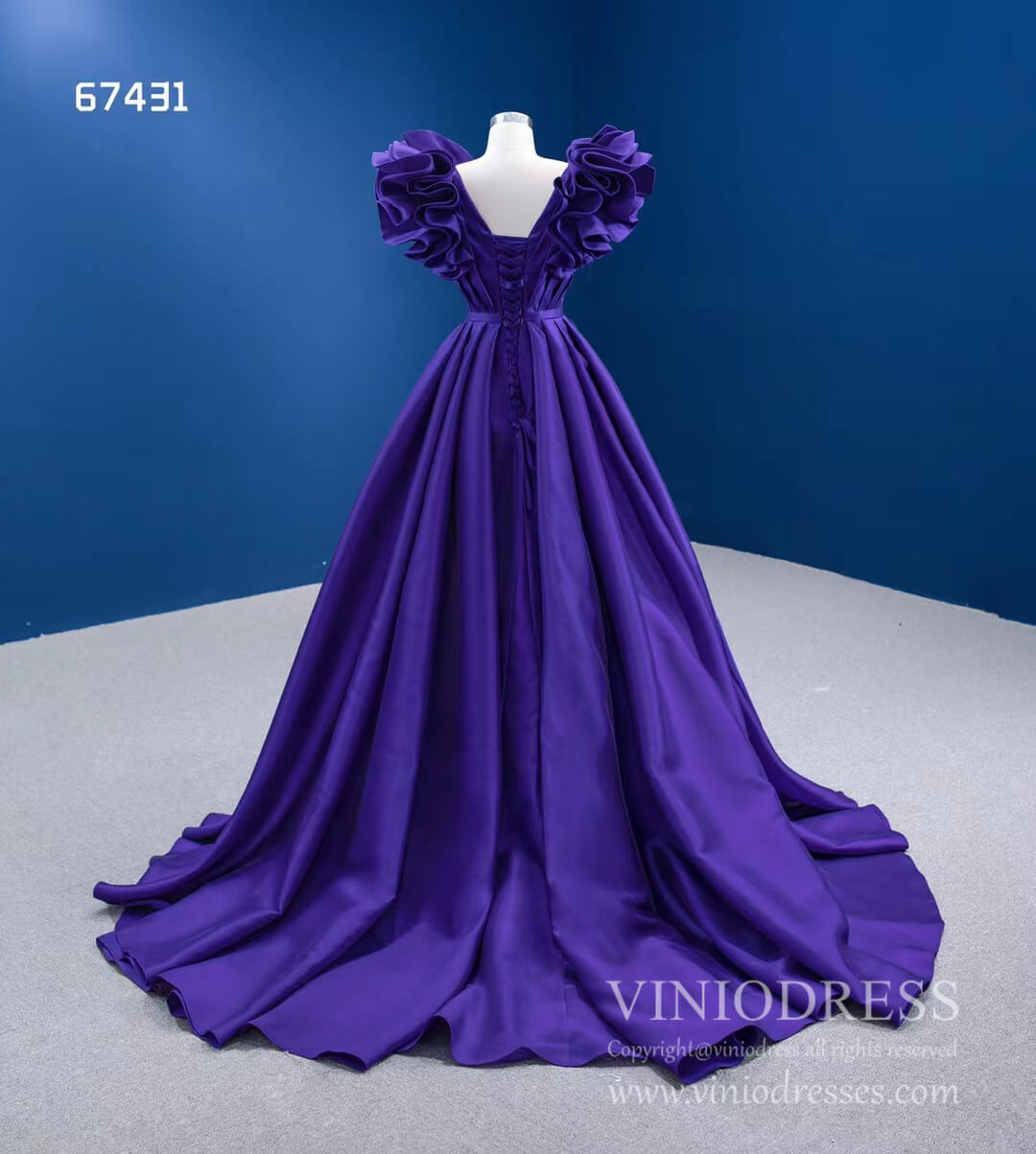 Blue Violet Satin Formal Gown Pageant with Slit 67431 viniodress-prom dresses 2025 -Viniodress-Purple-Custom Size-