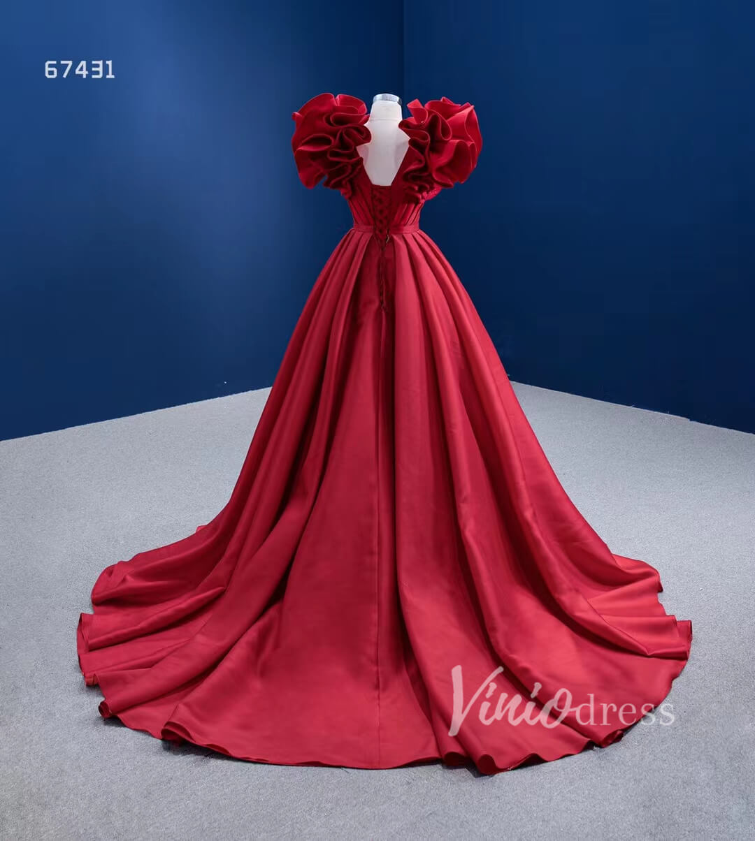 Blue Violet Satin Formal Gown Pageant with Slit 67431 viniodress-prom dresses 2025 -Viniodress-Purple-Custom Size-
