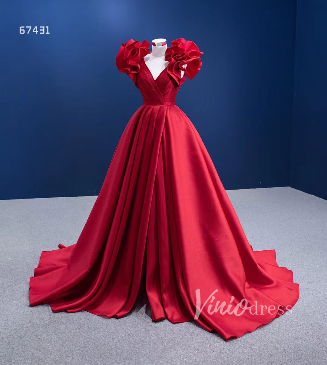 Blue Violet Satin Formal Gown Pageant with Slit 67431 viniodress-prom dresses 2025 -Viniodress-Purple-Custom Size-
