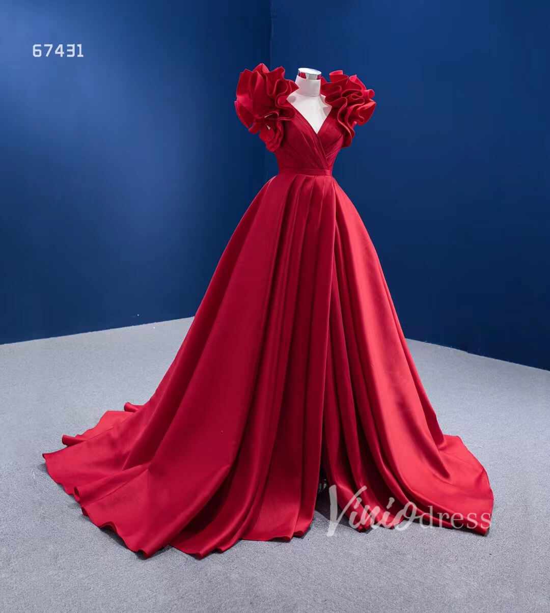 Blue Violet Satin Formal Gown Pageant with Slit 67431 viniodress-prom dresses 2025 -Viniodress-Purple-Custom Size-