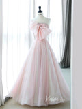 Blush Bow-Tie Prom Dresses Strapless Formal Dress AD1041