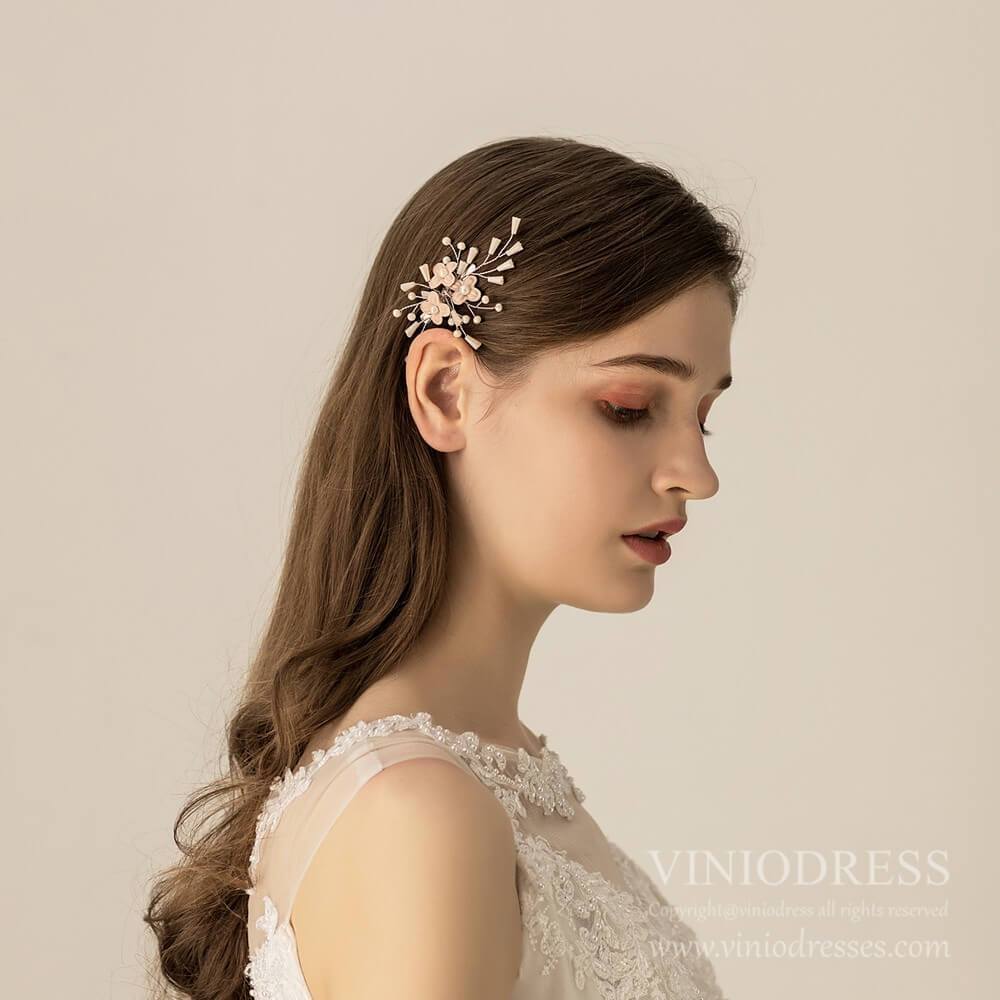 Blush Flower Hair Clip Set AC1226-Headpieces-Viniodress-As Picture-Viniodress