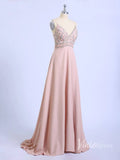 Blush Pink Evening Dresses Beaded Wedding Guest Dress FD1292-prom dresses-Viniodress-Viniodress