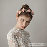 Blush Pink Floral Headband with Crystals Viniodress ACC1114-Headpieces-Viniodress-Blush Pink-Viniodress