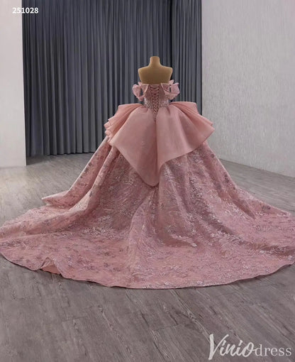 Blush Pink Off Shoulder Quinceañera Dress with Glitter Tulle and Ruffle Overskirt 251028-Quinceanera Dresses 2025 -Viniodress-Pink-Custom Size-