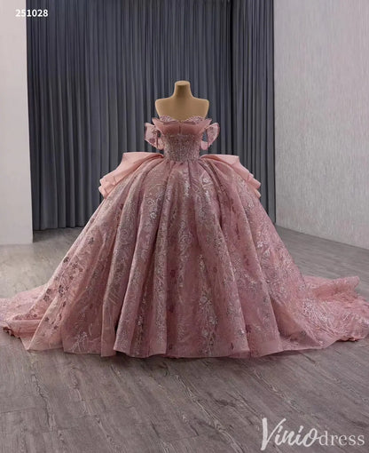 Blush Pink Off Shoulder Quinceañera Dress with Glitter Tulle and Ruffle Overskirt 251028-Quinceanera Dresses 2025 -Viniodress-Pink-Custom Size-