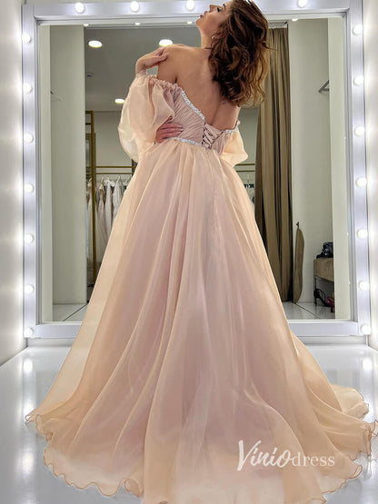 Blush Pink Organza Wedding Dress for Photography VW2114-wedding dresses 2025 -Viniodress-Blush Pink-Custom Size-