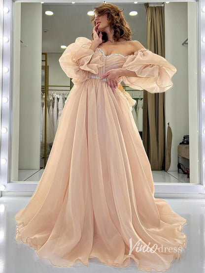 Blush Pink Organza Wedding Dress for Photography VW2114-wedding dresses 2025 -Viniodress-Blush Pink-Custom Size-