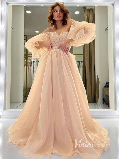 Blush Pink Organza Wedding Dress for Photography VW2114-wedding dresses 2025 -Viniodress-Blush Pink-Custom Size-