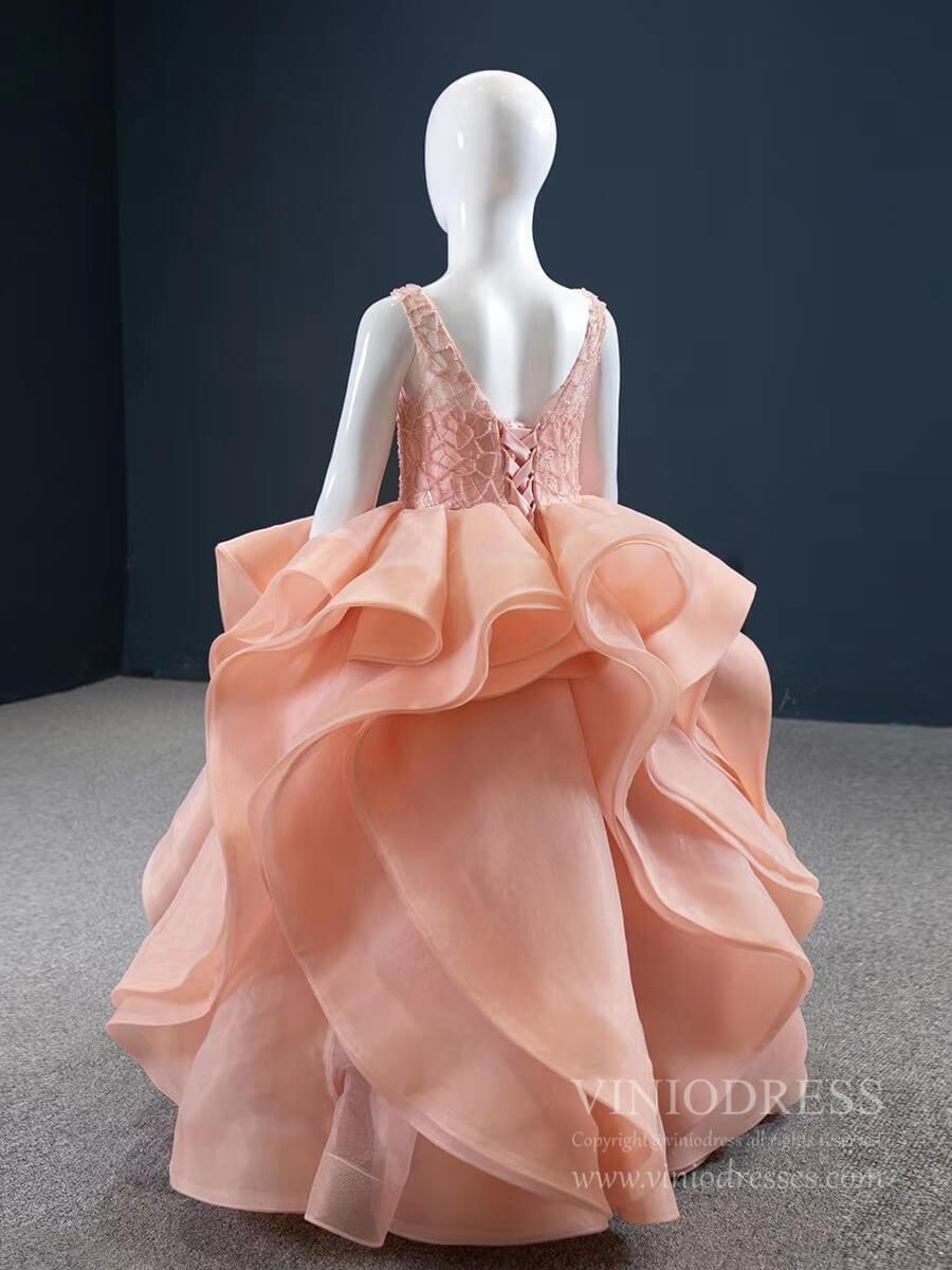 Blush Pink Pageant Dress for Little Girls FD1096C-Pageant Dresses for Kids 2025 -Viniodress-As Picture-Custom Size-