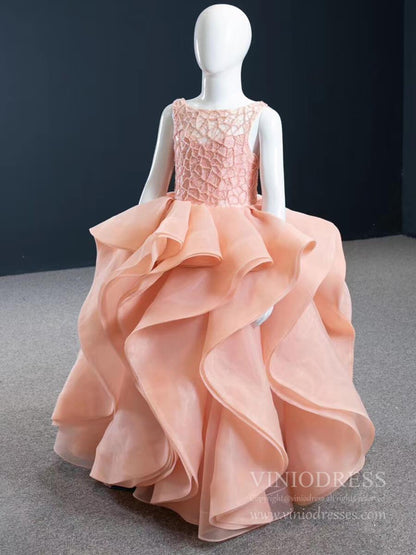 Blush Pink Pageant Dress for Little Girls FD1096C-Pageant Dresses for Kids 2025 -Viniodress-As Picture-Custom Size-