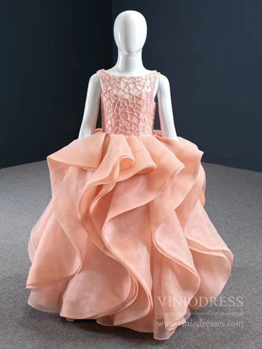 Blush Pink Pageant Dress for Little Girls FD1096C-Pageant Dresses for Kids 2025 -Viniodress-As Picture-Custom Size-