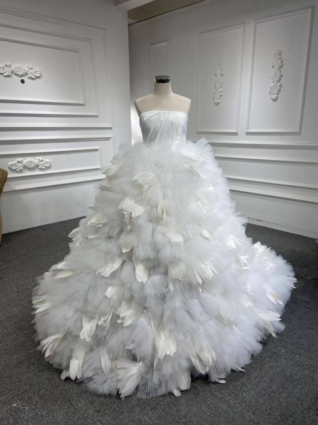 Blush Pink Ruffled Wedding Dress Vintage Strapless Ball Gown 67463-Quinceanera Dresses 2025 -Viniodress-Ivory-Custom Size-