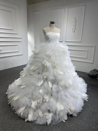 Blush Pink Ruffled Wedding Dress Vintage Strapless Ball Gown 67463-Quinceanera Dresses 2025 -Viniodress-Pink-Custom Size-