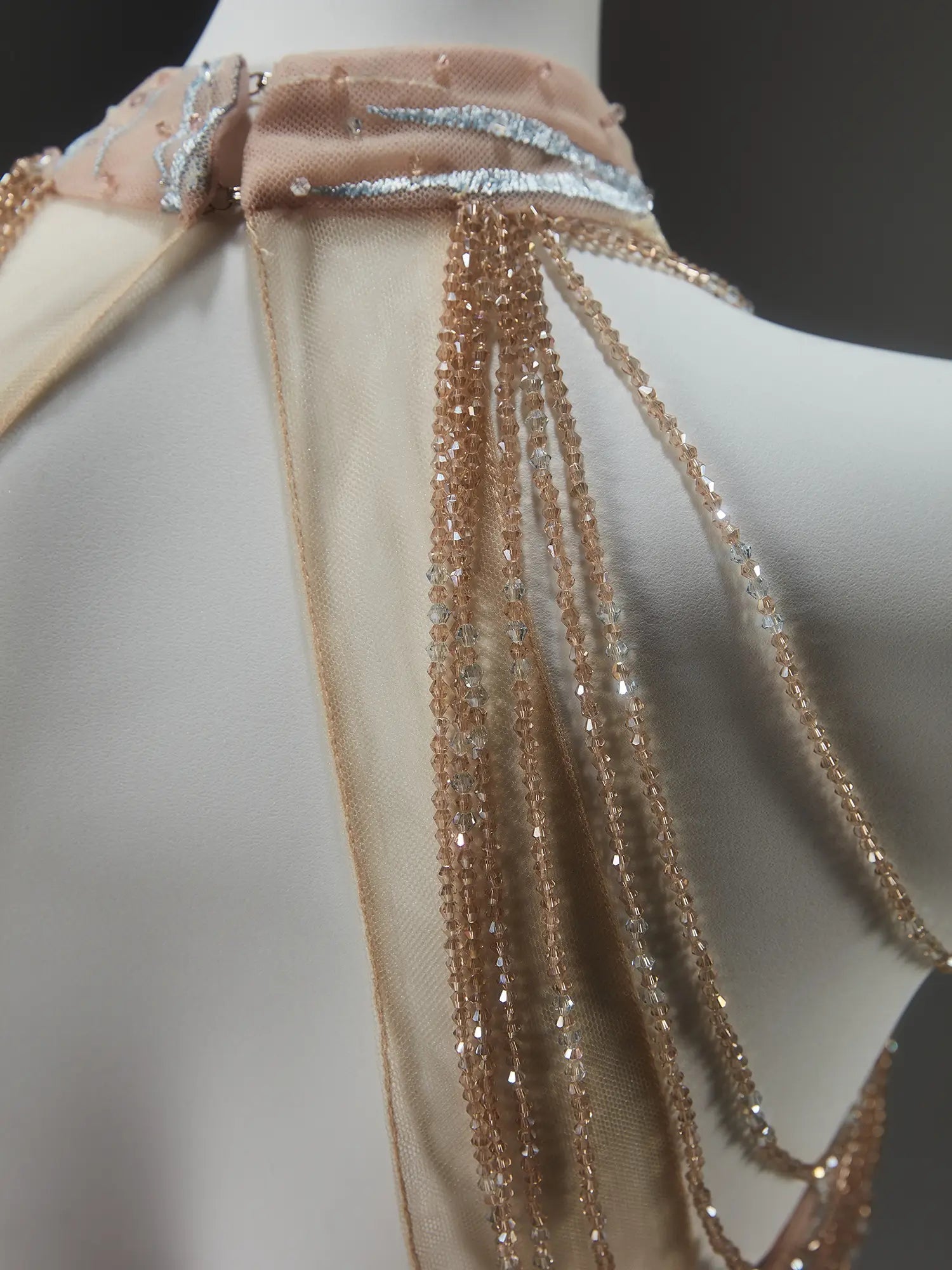 Blush Pink Sparkly Lace Prom Dresses with Halter Neck, Crystal String & Open Back - CQ0142-Couture Gown 2025 -Viniodress-Blush Pink-Custom Size-