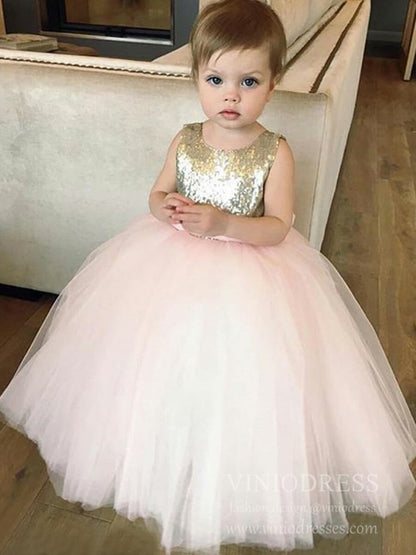 Blush Pink Tulle Gold Sequin Flower Girl Dresses GL1051-flower girl dresses 2025 -Viniodress-As Picture-Custom Size-