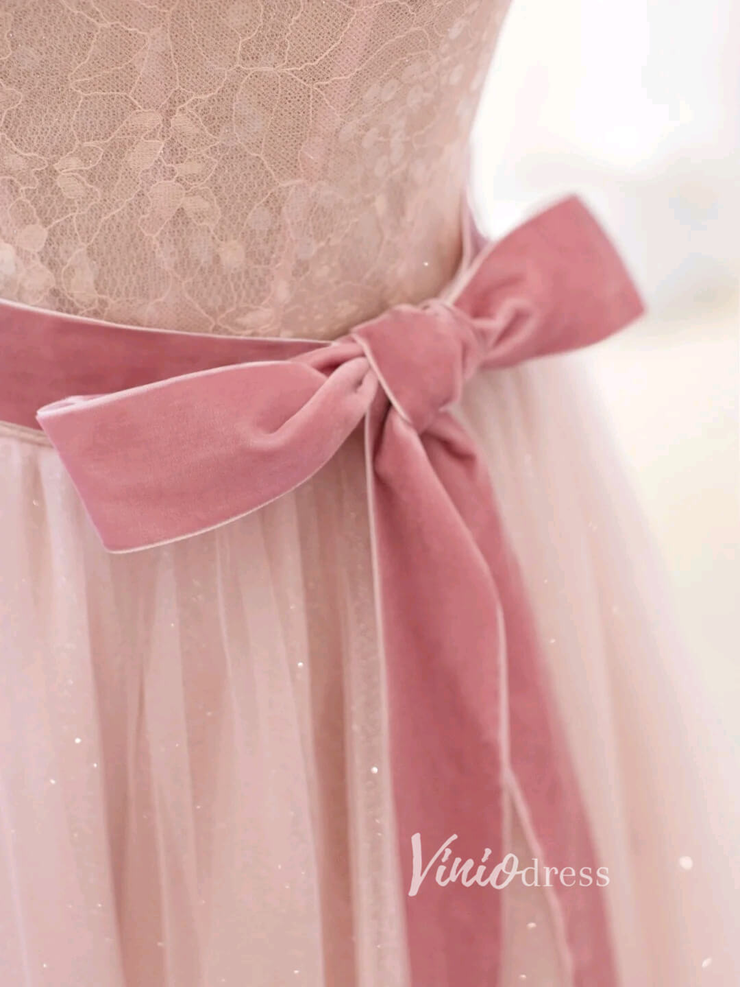 Blush Pink Tulle Prom Dresses Mid-Length Spaghetti Strap Evening Dress FD3430-prom dresses 2025 -Viniodress-Blush Pink-Custom Size-