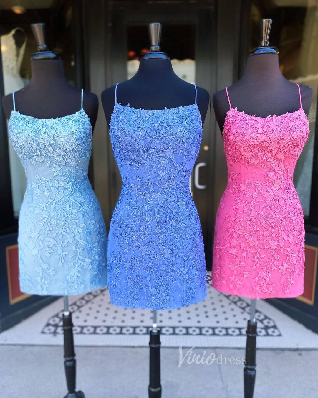 Bodycon Lace Cocktail Dresses Tight Homecoming Mini Party Dress SD1240-Homecoming Dresses 2025 -Viniodress-Blush Pink-Custom Size-