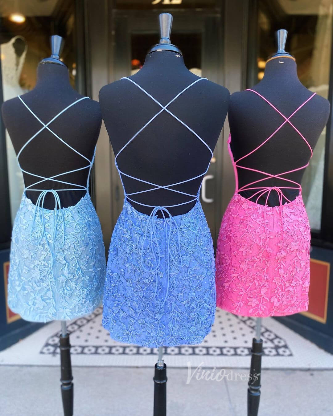 Bodycon Lace Cocktail Dresses Tight Homecoming Mini Party Dress SD1240-Homecoming Dresses 2025 -Viniodress-Blush Pink-Custom Size-