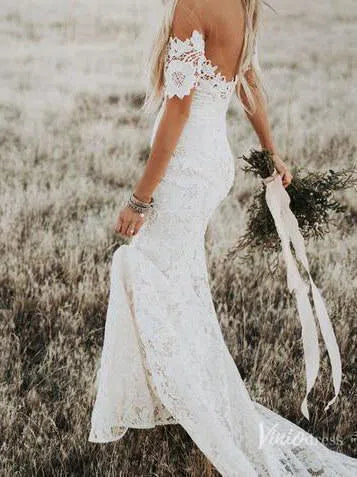 Boho Lace Wedding Dresses Lace Mermaid Wedding Dress Viniodress VW1108-wedding dresses 2025 -Viniodress-Ivory-Custom Size-