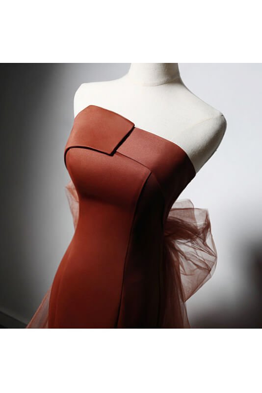 Brown Strapless Mermiad Evening Dresses with Bow-Tie AD1024-prom dresses 2025 -Viniodress-Brown-Custom Size-