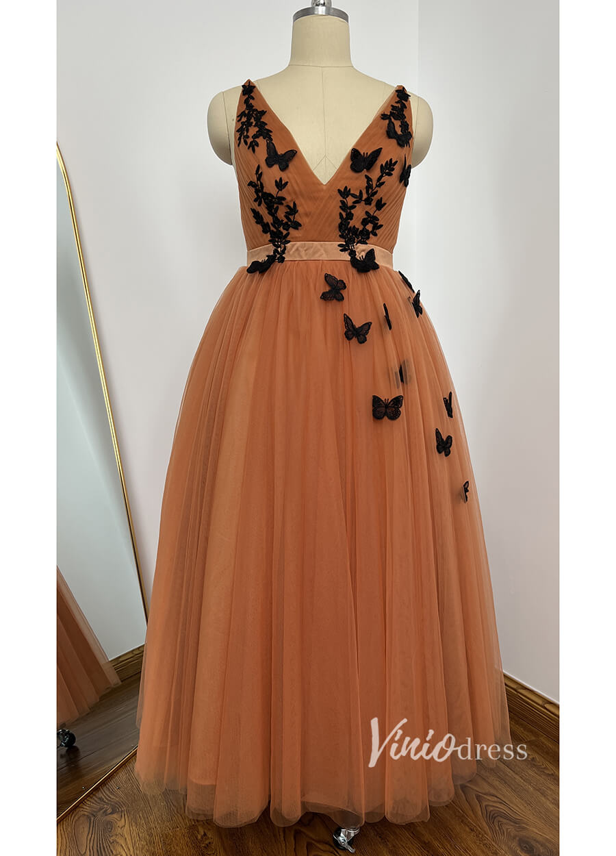 Short Prom Dresses 2025 Brown Tulle Tea Length Prom Dresses Backless Cocktail Dress SD1251-homecoming dresses-Viniodress-Black-Custom Size-Viniodress