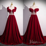 Burgundy Convertible Velvet Cheap Prom Dresses Bow Tie Beaded Bodice 90050-prom dresses-Viniodress-Viniodress