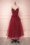 Prom Dress 2025 Burgundy Dotted Tulle Prom Dress Spaghetti Strap Maxi Dress FD2032-unique prom dresses-Burgundy-Custom Size-Viniodress