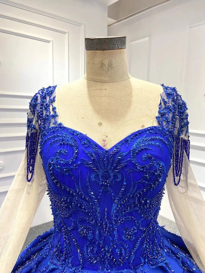Burgundy Long Sleeve Princess Ball Gown Beaded Quinceanera Dresses viniodress-Quinceanera Dresses 2025 -Viniodress-Burgundy-Custom Size-
