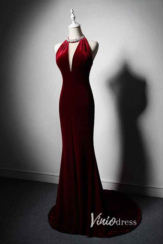 Burgundy Mermiad Evening Dresses Satin Formal Dress AD1023-prom dresses-Viniodress-Viniodress