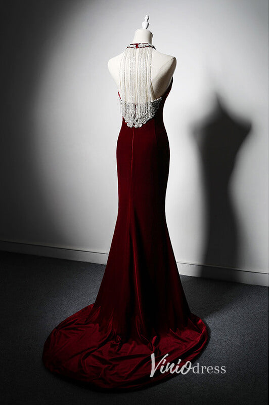 Burgundy Mermiad Evening Dresses Satin Formal Dress AD1023-prom dresses-Viniodress-Viniodress