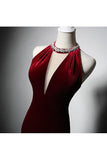 Burgundy Mermiad Evening Dresses Satin Formal Dress AD1023-prom dresses-Viniodress-Viniodress