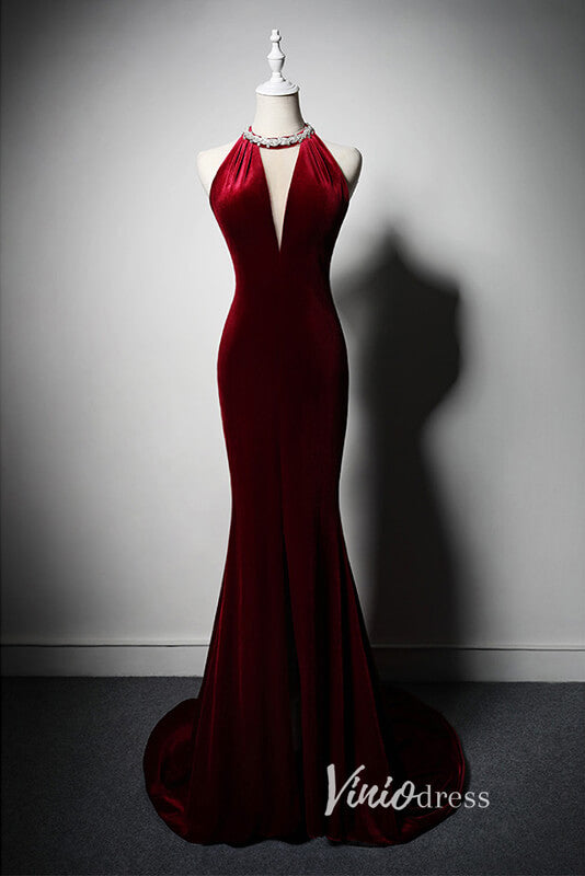 Burgundy Mermiad Evening Dresses Satin Formal Dress AD1023-prom dresses-Viniodress-Burgundy-Custom Size-Viniodress