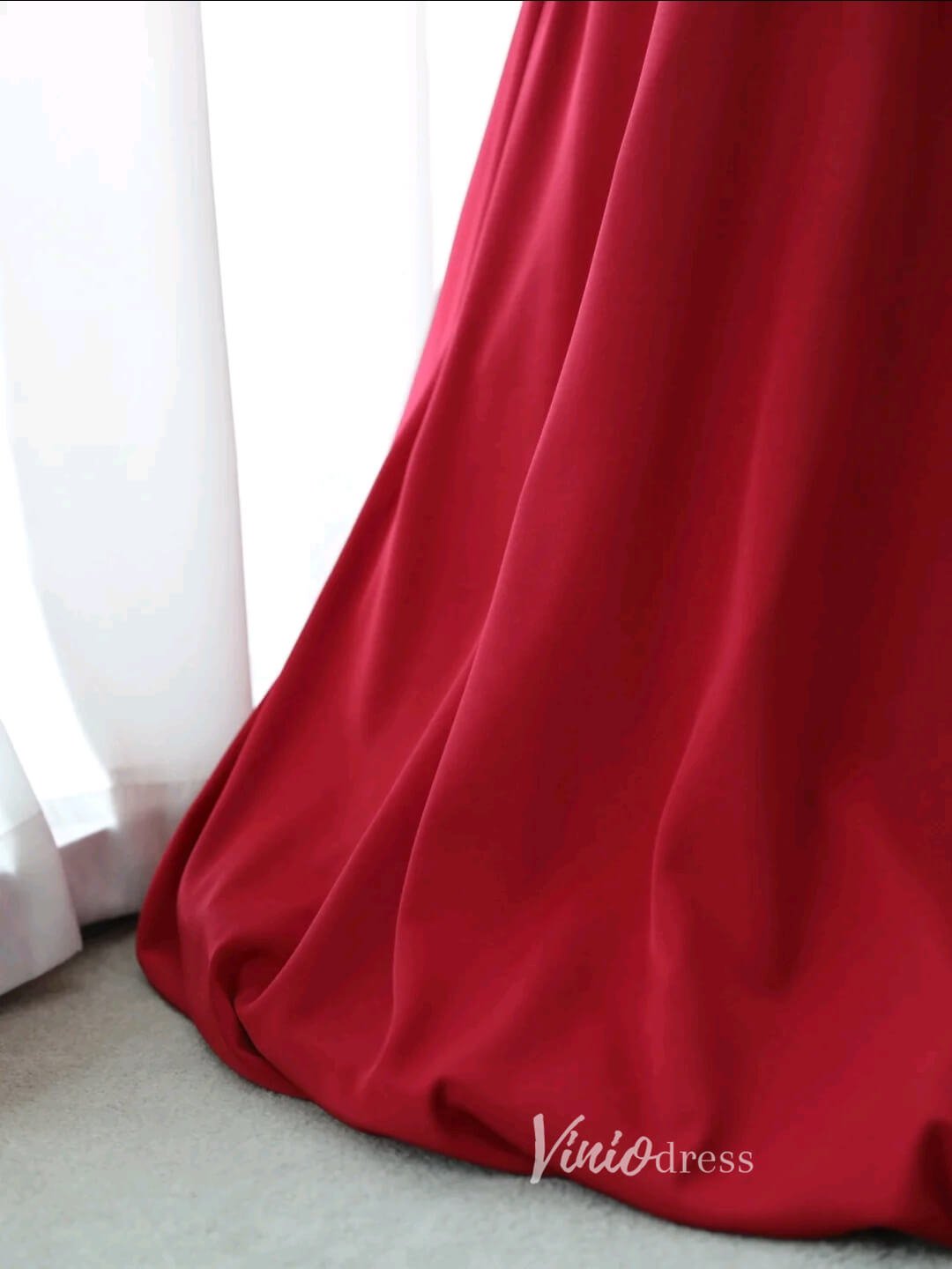 Burgundy Off the Shoulder Prom Dresses Bow-Tie Satin Formal Dress AD1043-prom dresses 2025 -Viniodress-Burgundy-Custom Size-