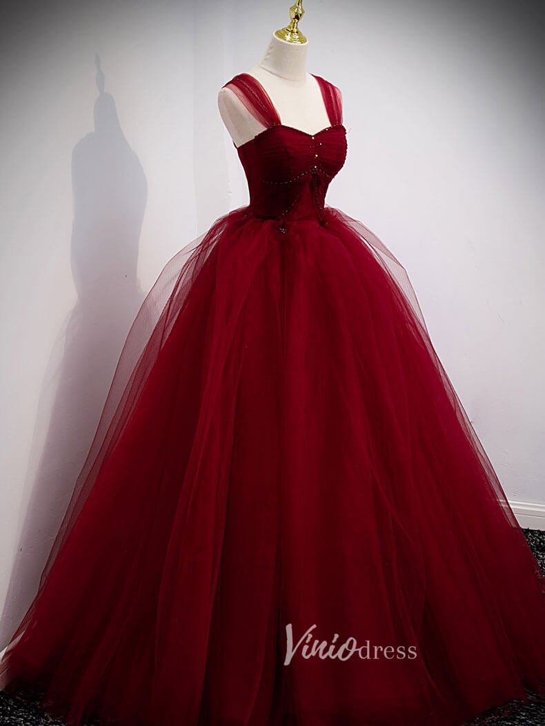 Burgundy Off the Shoulder Prom Dresses Pleated Evening Dress FD3176-prom dresses 2025 -Viniodress-Burgundy-Custom Size-