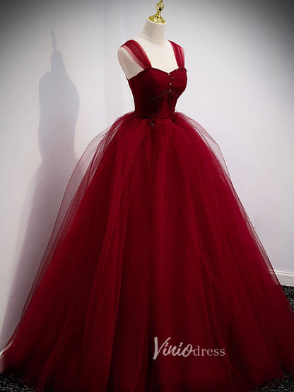 Burgundy Off the Shoulder Prom Dresses Pleated Evening Dress FD3176-prom dresses 2025 -Viniodress-Burgundy-Custom Size-