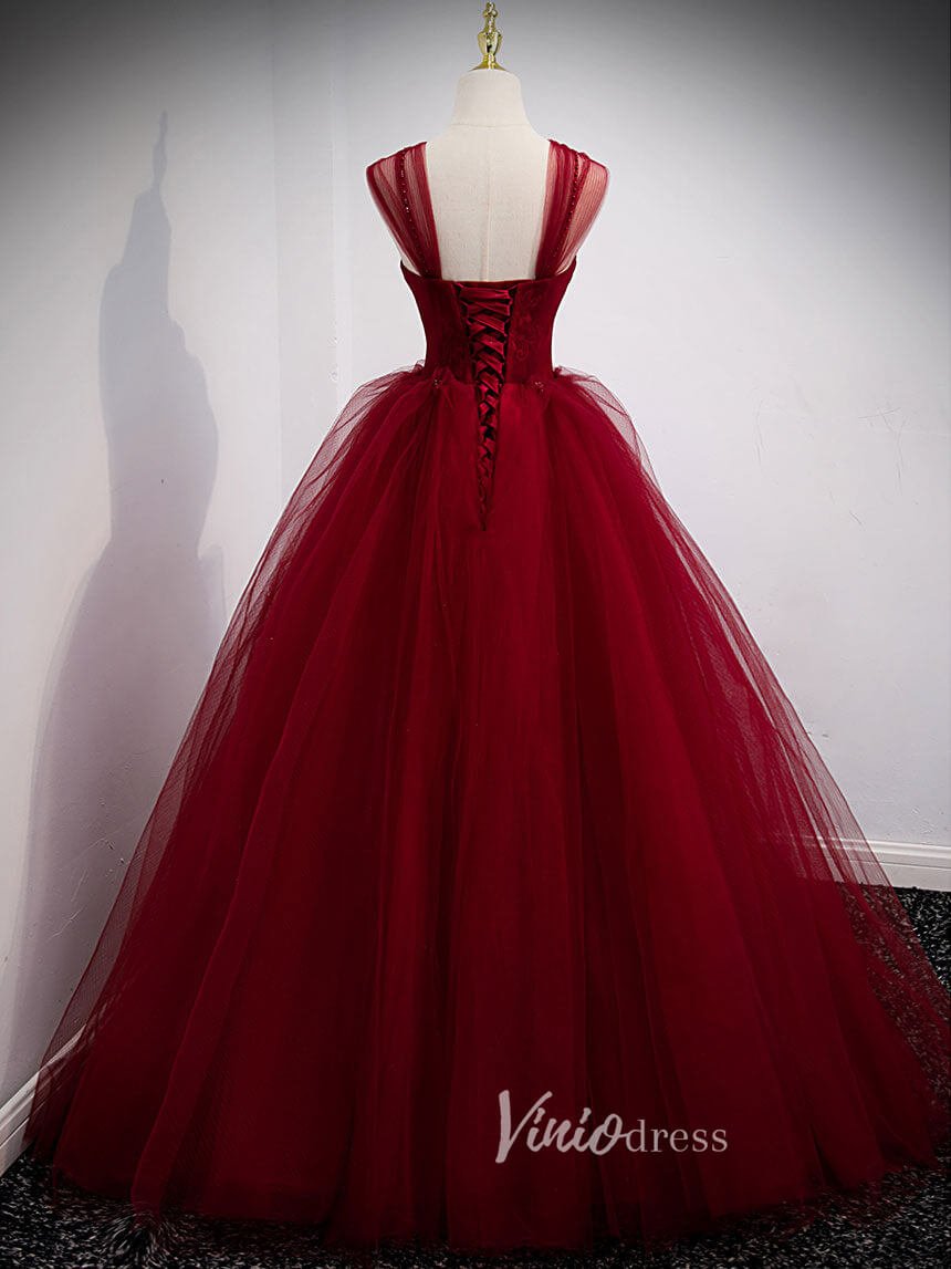Burgundy Off the Shoulder Prom Dresses Pleated Evening Dress FD3176-prom dresses 2025 -Viniodress-Burgundy-Custom Size-