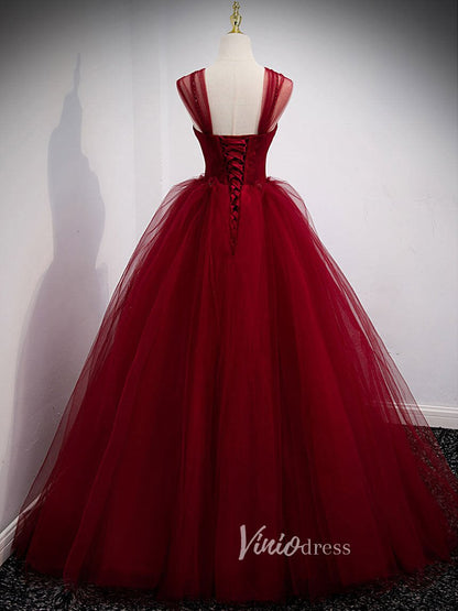 Burgundy Off the Shoulder Prom Dresses Pleated Evening Dress FD3176-prom dresses 2025 -Viniodress-Burgundy-Custom Size-