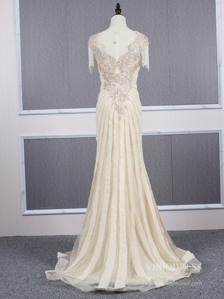 Burgundy Prom Dresses Beaded 20s Formal Dress FD2471-Evening Dresses 2025 -Viniodress-Burgundy-US 2-