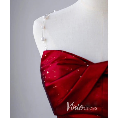 Burgundy Satin Prom Dresses Mermaid Evening Dress FD3242-prom dresses 2025 -Viniodress-Burgundy-Custom Size-