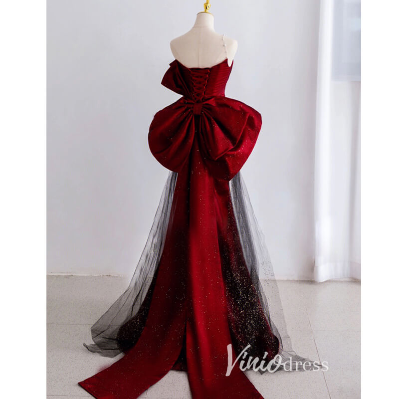 Prom Dress 2025 Burgundy Satin Prom Dresses Mermaid Evening Dress FD3242-unique prom dresses-Burgundy-Custom Size-Viniodress