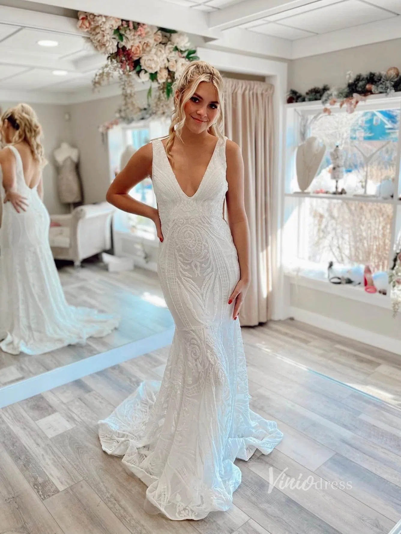 Burgundy Sequin Prom Dresses Mermaid Vintage Formal Dress FD1545-prom dresses 2025 -Viniodress-White-Custom Size-