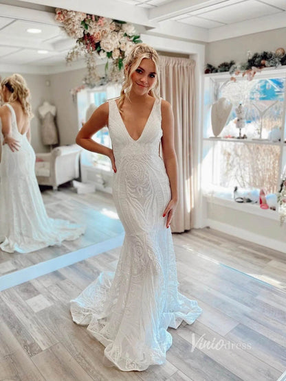 Burgundy Sequin Prom Dresses Mermaid Vintage Formal Dress FD1545-prom dresses 2025 -Viniodress-White-Custom Size-