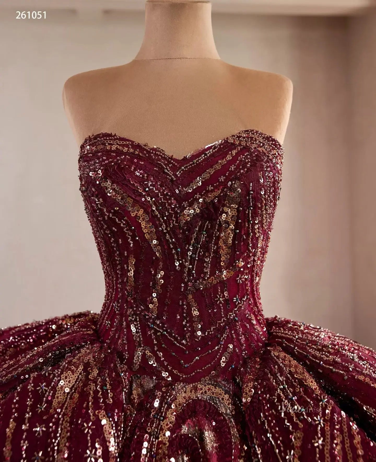 261051-Quinceanera Dresses 2026-Viniodress-Burgundy-Custom Size – Add Measurements in Cart-